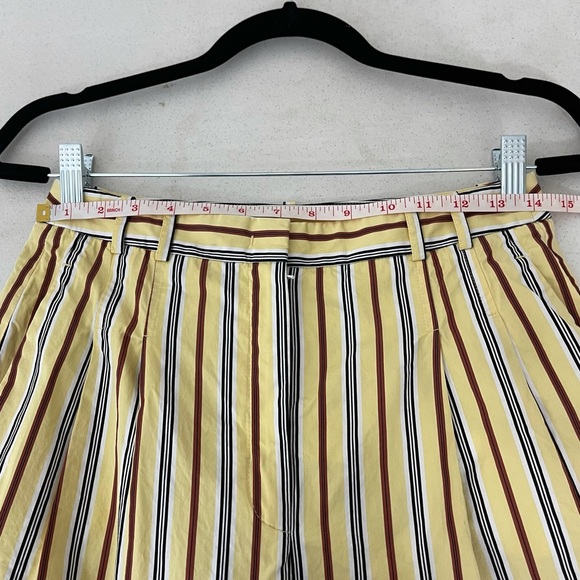 Jil Sander Yellow Striped Wide Leg Pleated Pants - Picture 8 of 10